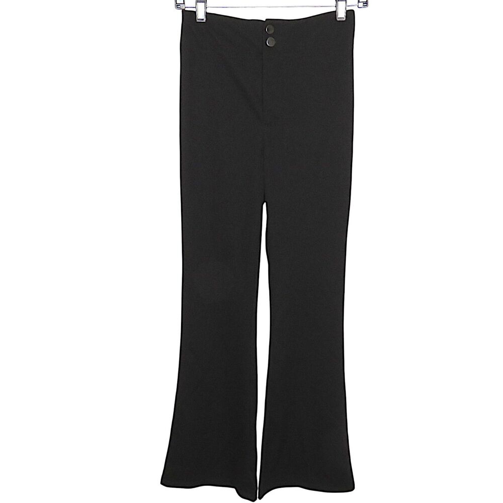 Halara Black Ribbed High Waisted Slight Flare Pants Size XS